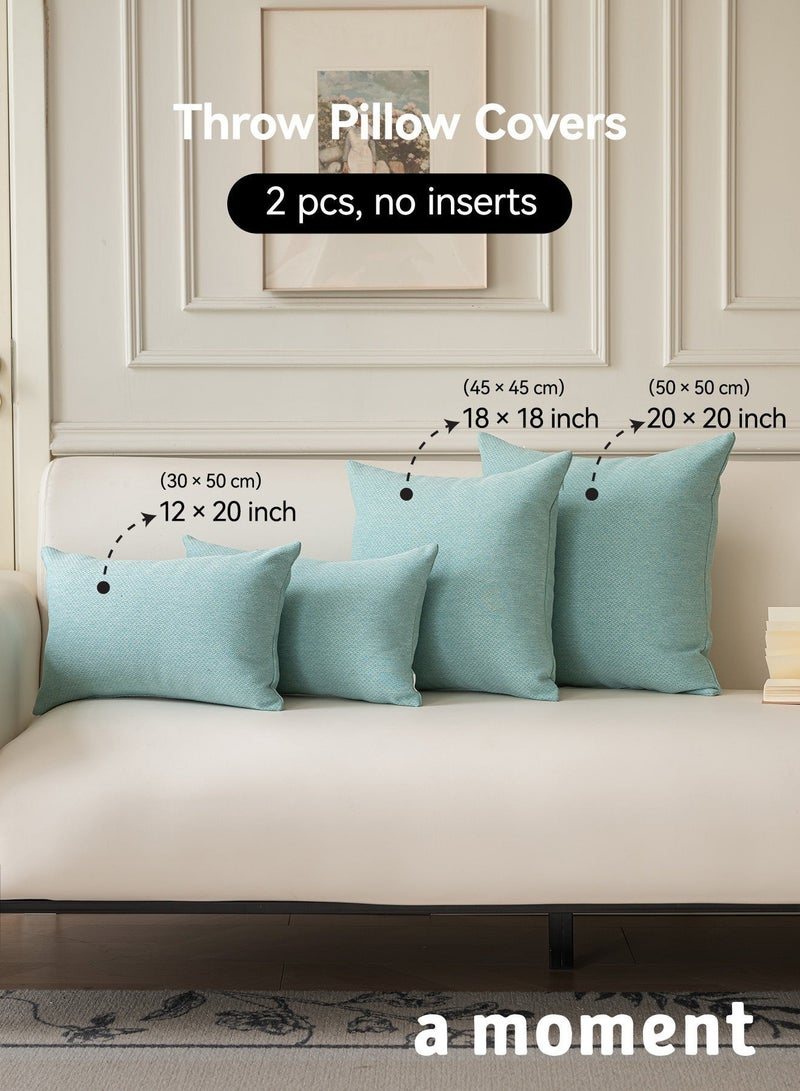 a moment Cushion Covers 50 x 50 CM Teal Textured Decorative Throw Pillow Covers Modern Farmhouse Pillowcase Solid Cushion Cover Pack of 2 for Home Decor Sofa Bedroom - Image 4